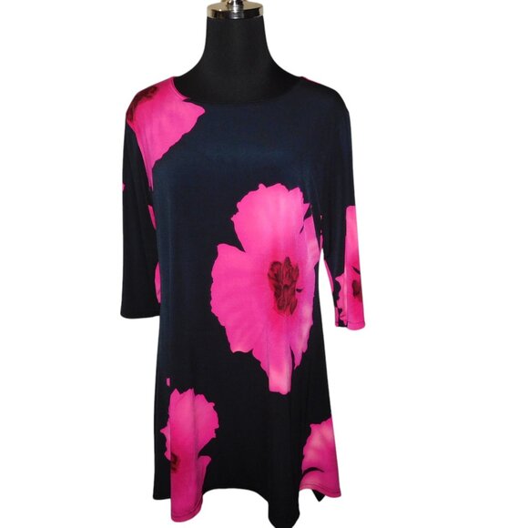 Inchanted Floral Tunic 3/4 Sleeve Top Size Medium - Picture 1 of 6